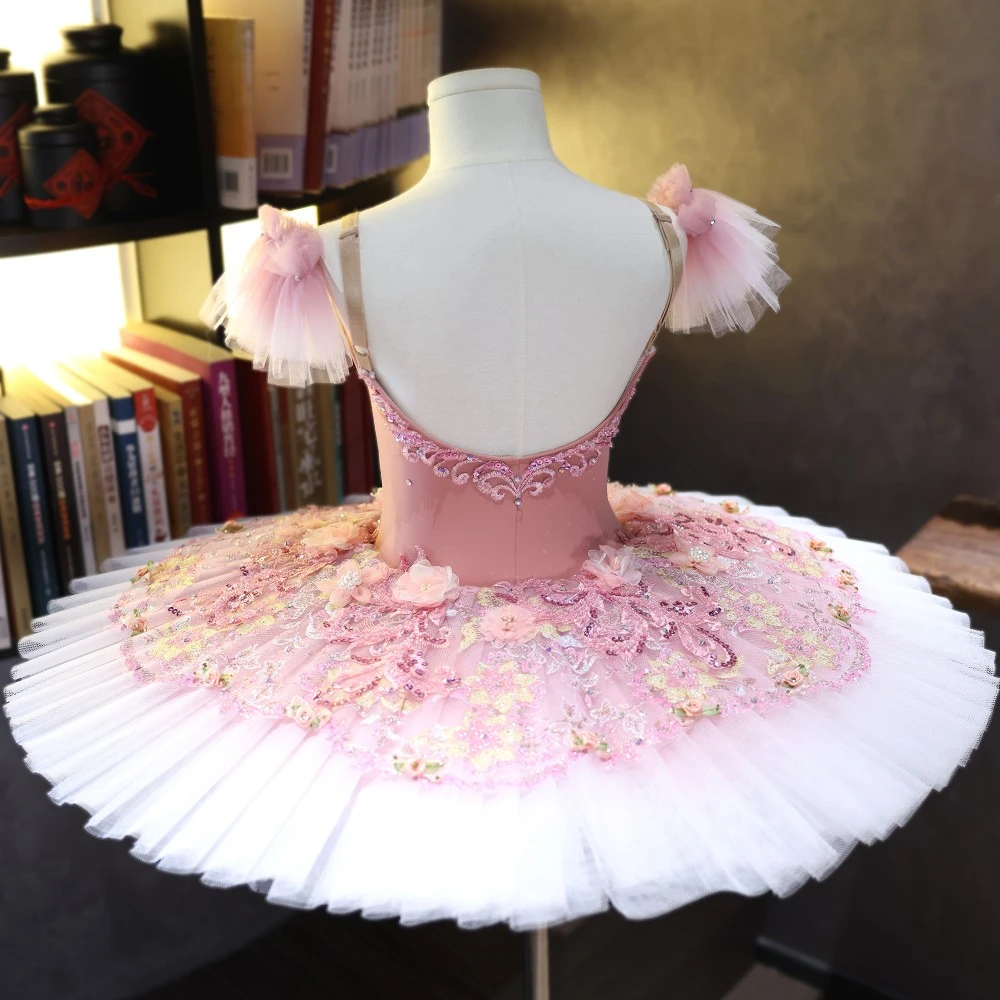 Tutu da piatto da balletto floreale rosa fatto a mano