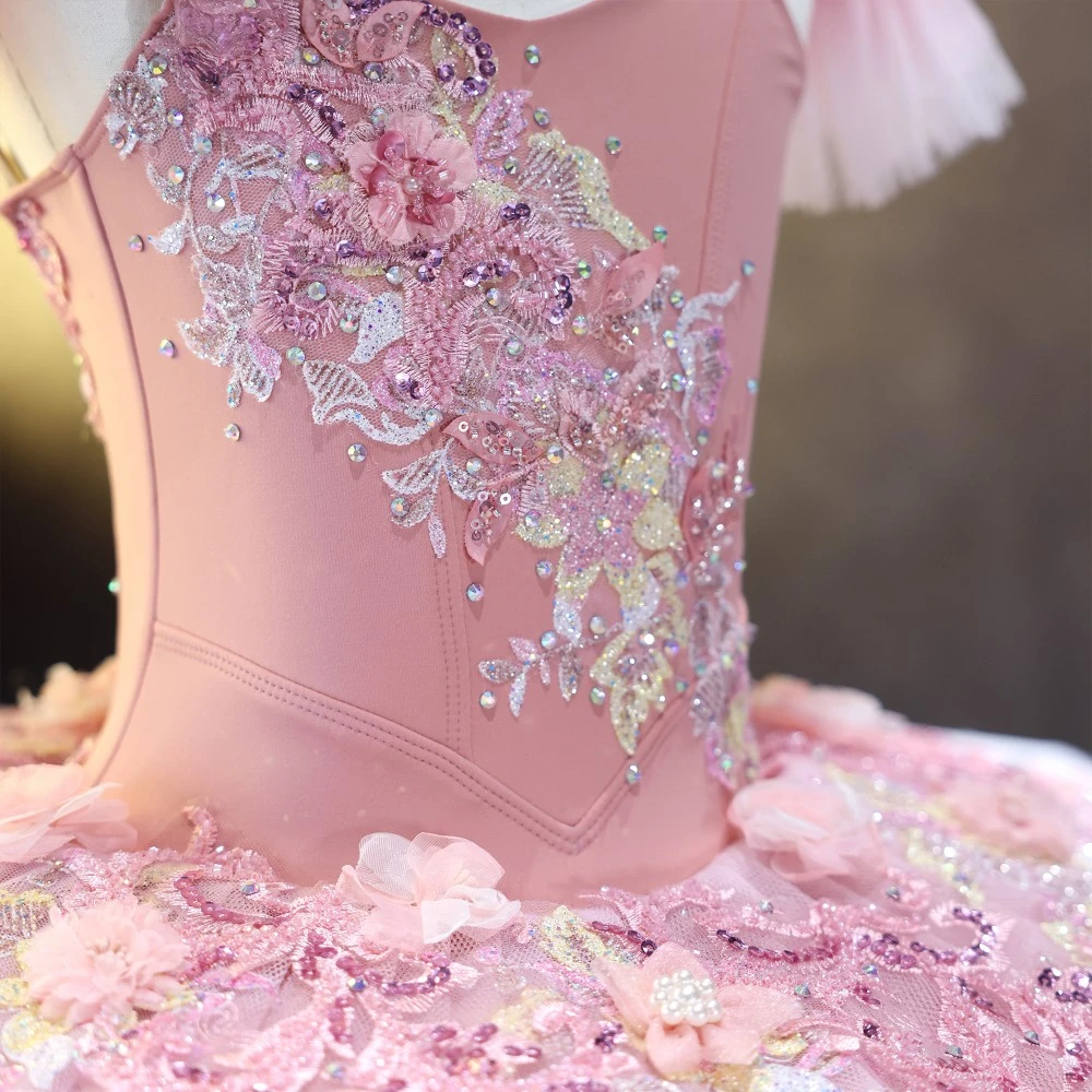 Tutu da piatto da balletto floreale rosa fatto a mano