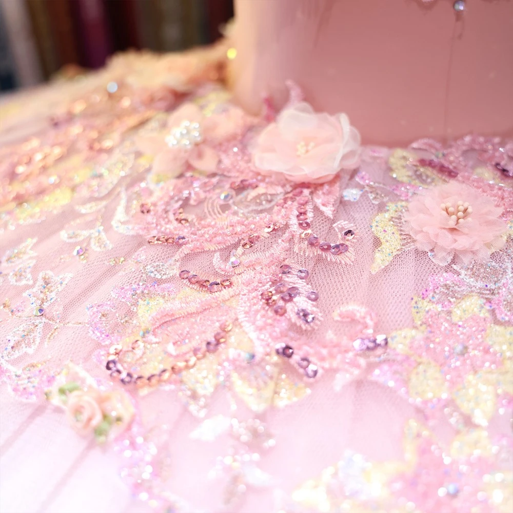 Tutu da piatto da balletto floreale rosa fatto a mano