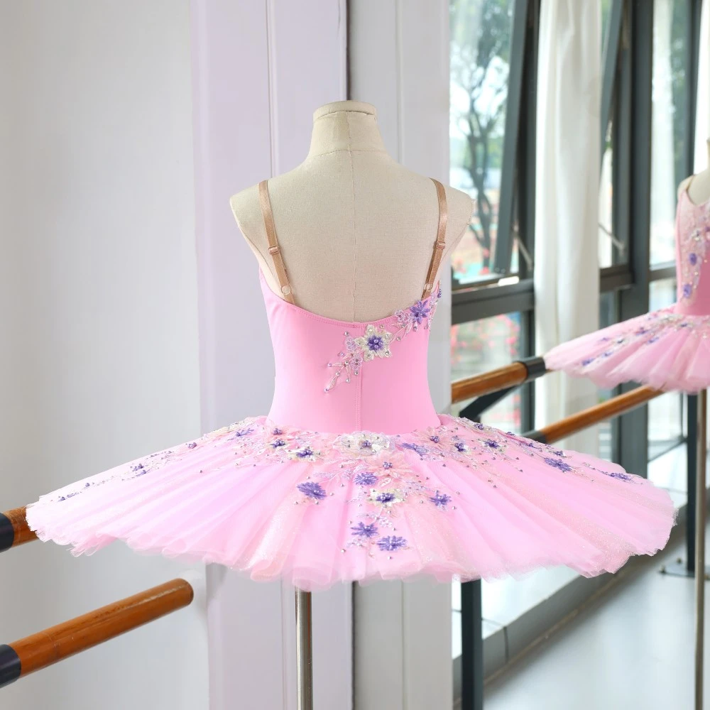 Abito tut&ugrave; da balletto rosa glitter fatto a mano | Costume da prestazione professionale