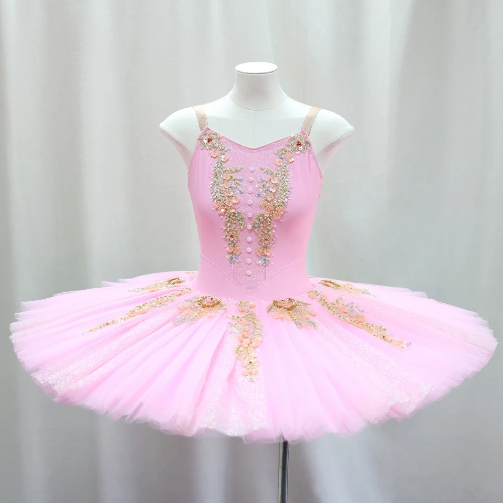 Abito tut&ugrave; da balletto decorato floreale | Opzioni rosso/rosa/giallo | Taglie per bambini e adulti-B