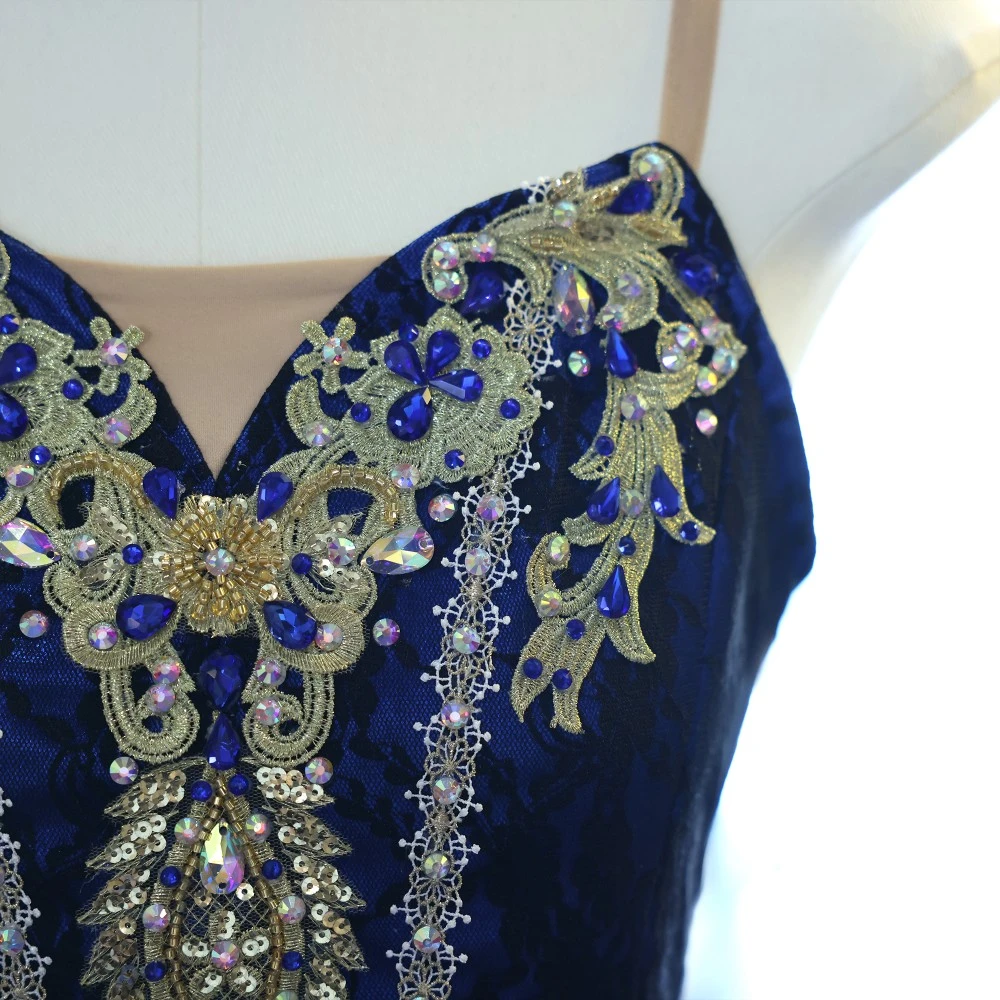 Tutu da piatto da balletto fatto a mano in pizzo oro blu reale