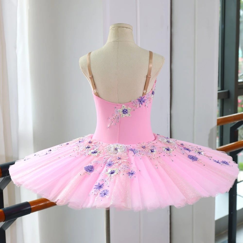 Abito tut&ugrave; da balletto rosa glitter fatto a mano | Costume da prestazione professionale
