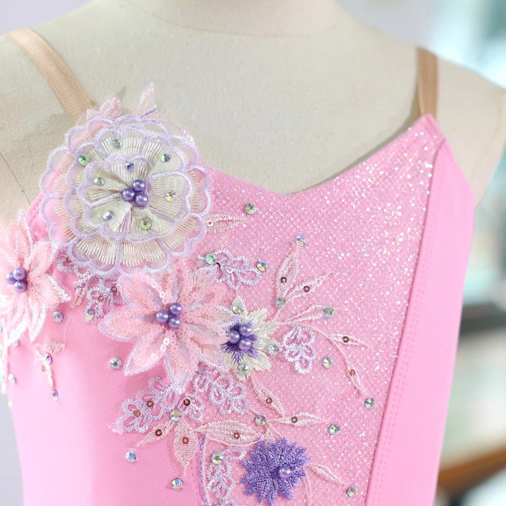 Abito tut&ugrave; da balletto rosa glitter fatto a mano | Costume da prestazione professionale