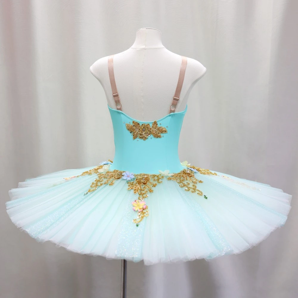 Abito tut&ugrave; da balletto impreziosito con motivi floreali 3D | Opzioni giallo/rosa/turchese-BLT1723