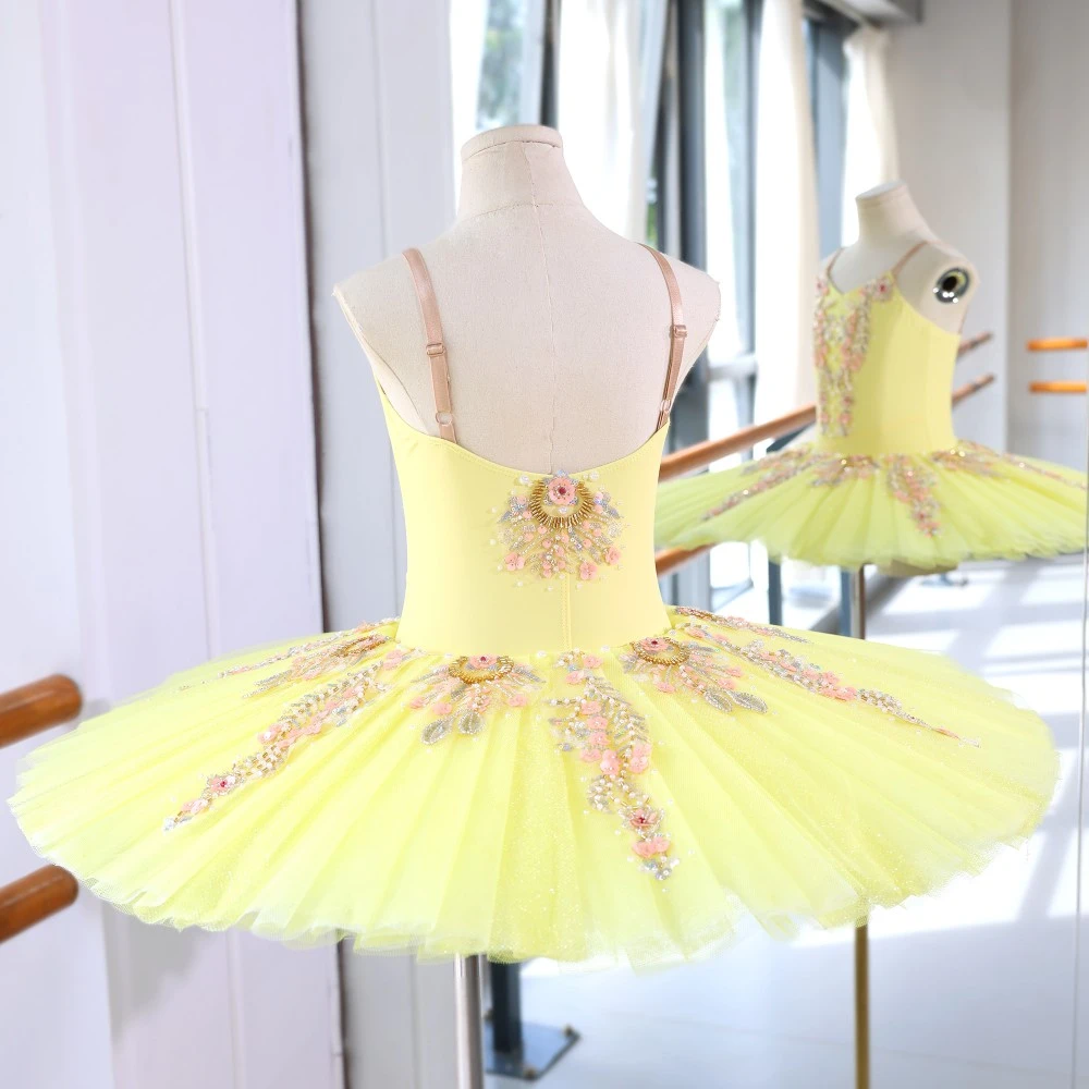 Abito tut&ugrave; da balletto decorato floreale | Opzioni rosso/rosa/giallo | Taglie per bambini e adulti--