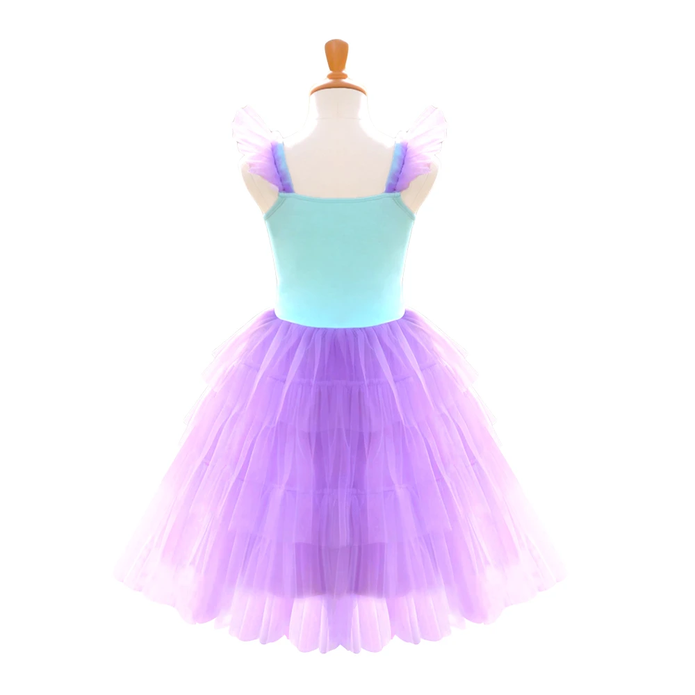 Abito tut&ugrave; a sirena blu viola per ragazze, costume da principessa in tulle a strati-ALP0103