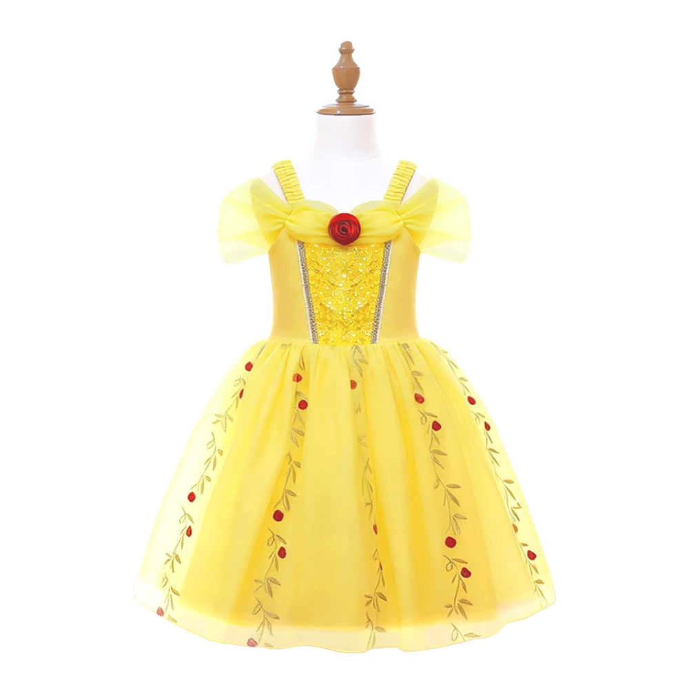 Abito da principessa rosa gialla per ragazze, costume da ballo da favola per bambini-ALP0110