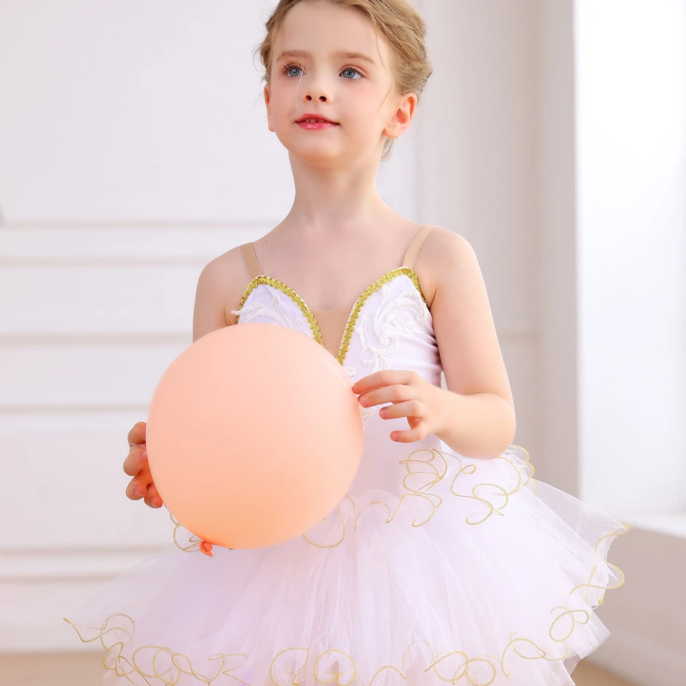 Costume da tut&ugrave; per balletto per ragazze in pizzo dorato per bambini Costume per spettacoli teatrali