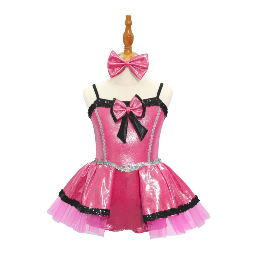 Costume da ballo jazz per bambini rosa metallizzato-JSP011