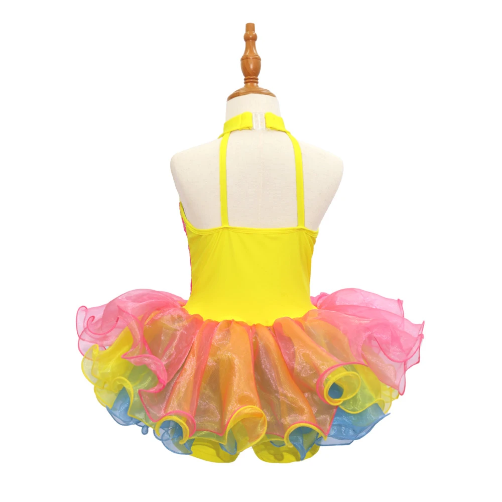 Costume da ballo jazz per bambini con paillettes arcobaleno-JSP018