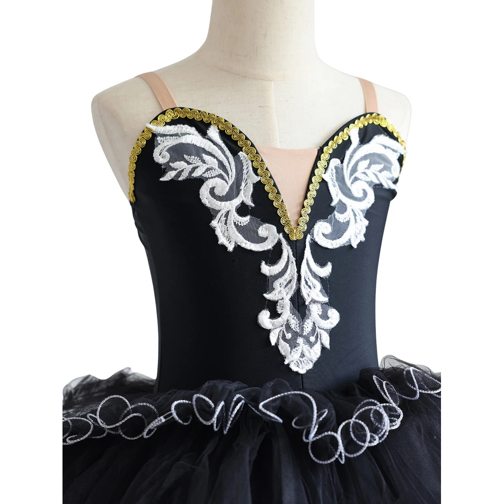 Costume da tut&ugrave; per balletto per ragazze in pizzo dorato per bambini Costume per spettacoli teatrali