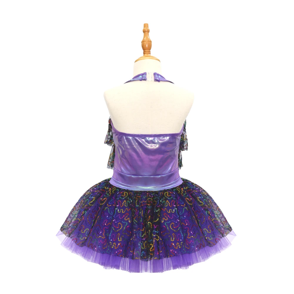 Costume da ballo jazz per bambini con paillettes viola-JSP020