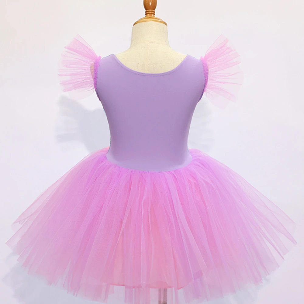 Abito tut&ugrave; in tulle rosa viola per ragazze, abito casual da principessa per bambini-ALP0107