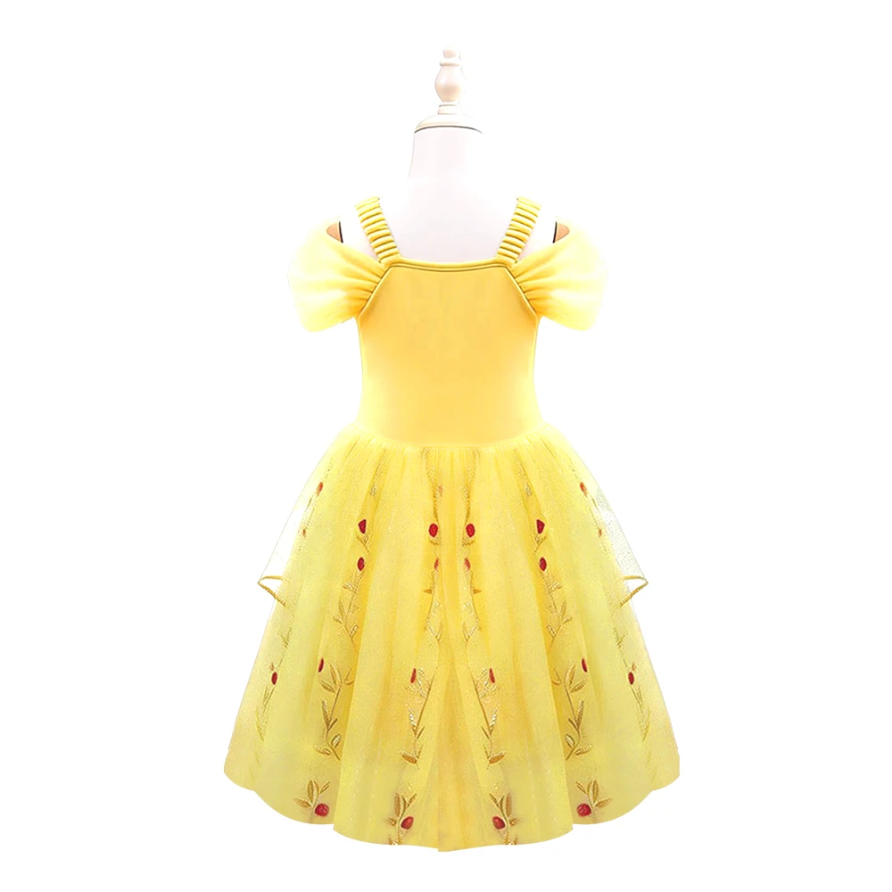 Abito da principessa rosa gialla per ragazze, costume da ballo da favola per bambini-ALP0110