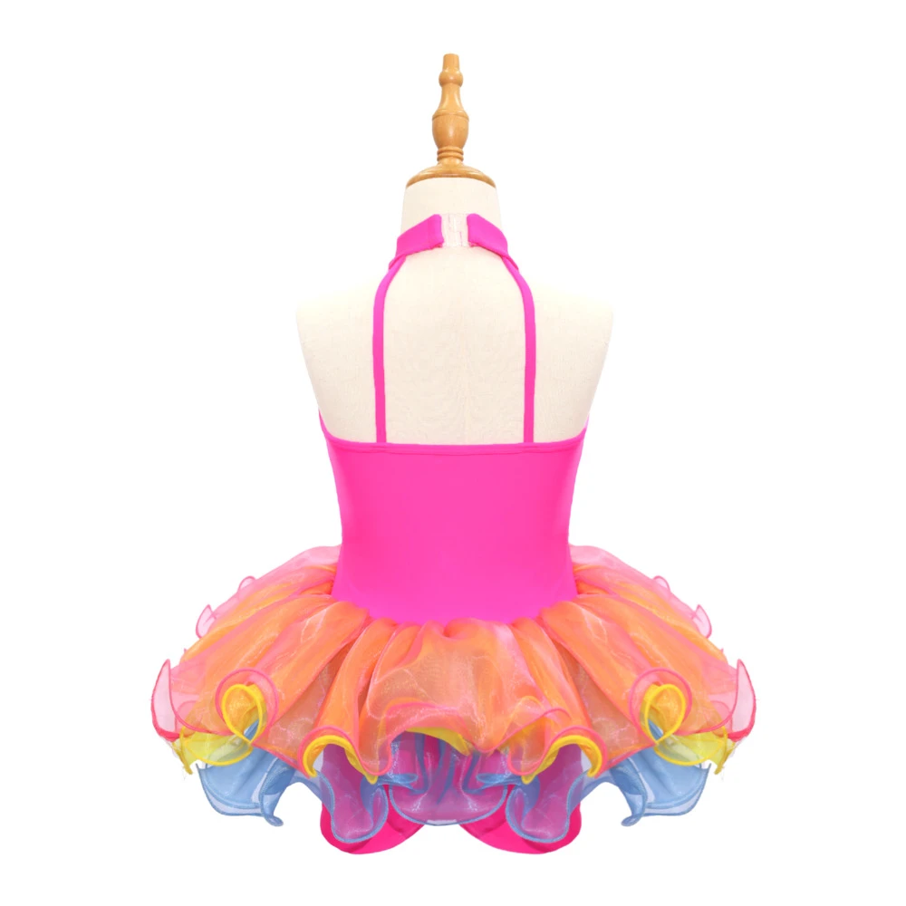 Costume da ballo jazz per bambini con paillettes arcobaleno-JSP018