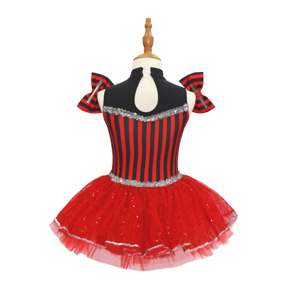 Costume da ballo jazz per bambini a strisce rosse e nere-JSP008