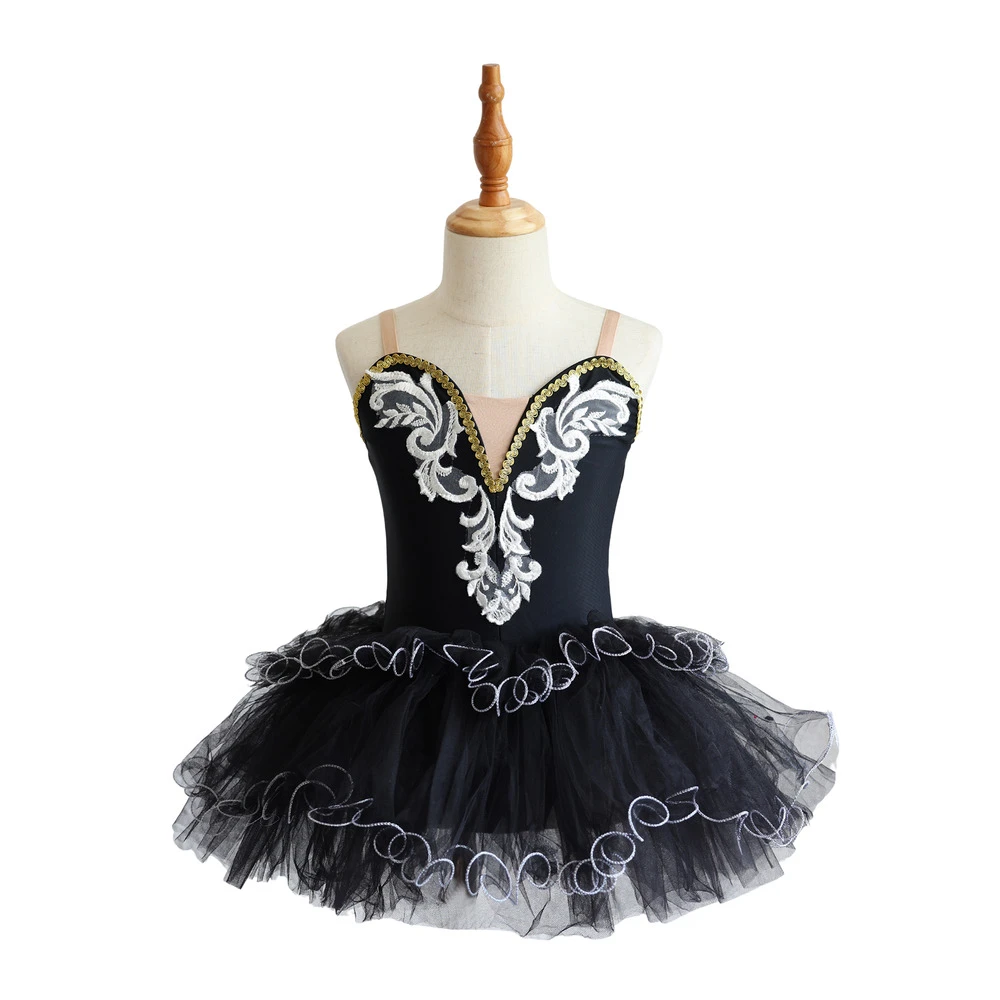 Costume da tut&ugrave; per balletto per ragazze in pizzo dorato per bambini Costume per spettacoli teatrali