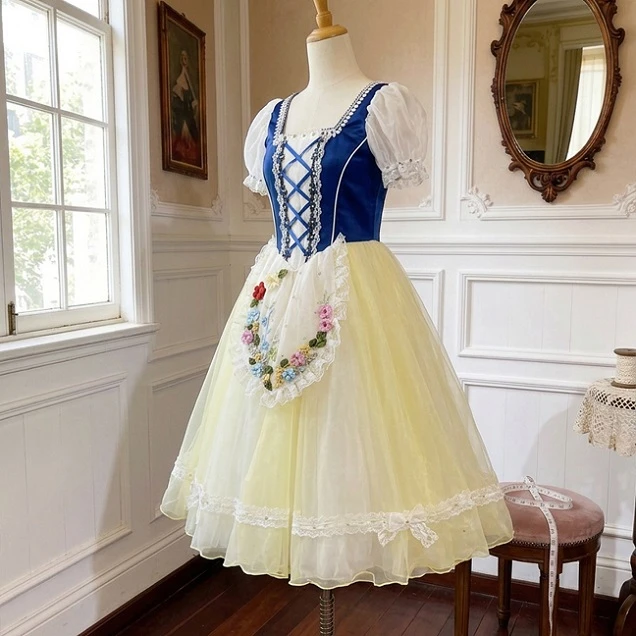 Abito da spettacolo di balletto stile folk fiore giallo blu | R1611