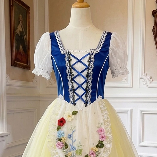 Abito da spettacolo di balletto stile folk fiore giallo blu | R1611