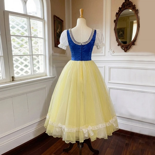 Abito da spettacolo di balletto stile folk fiore giallo blu | R1611
