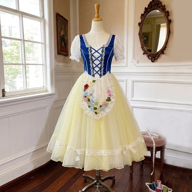 Abito da spettacolo di balletto stile folk fiore giallo blu | R1611