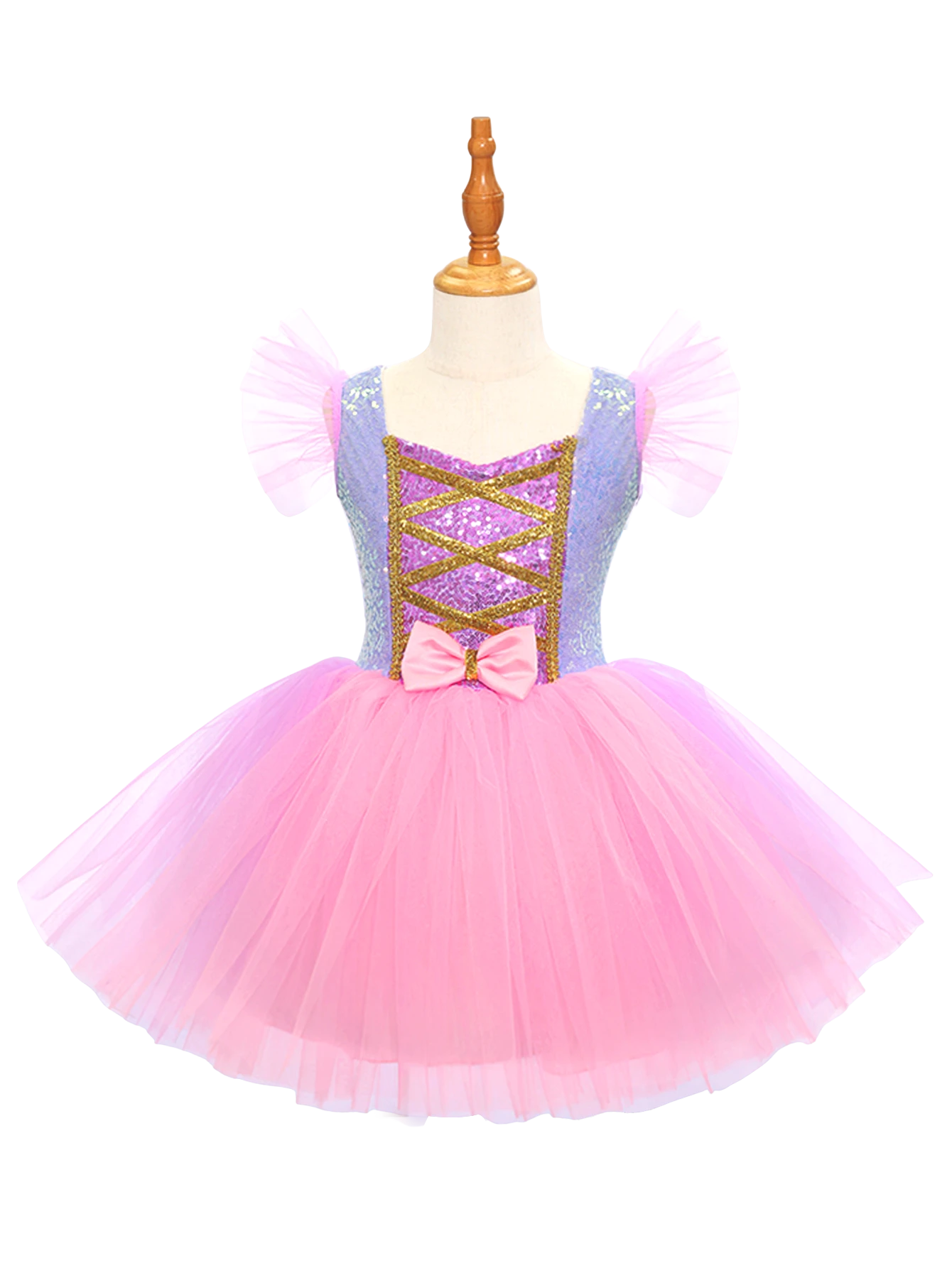 Abito tut&ugrave; in tulle rosa viola per ragazze, abito casual da principessa per bambini-ALP0107