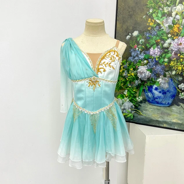 Abito corto da balletto ombre verde menta | R1551