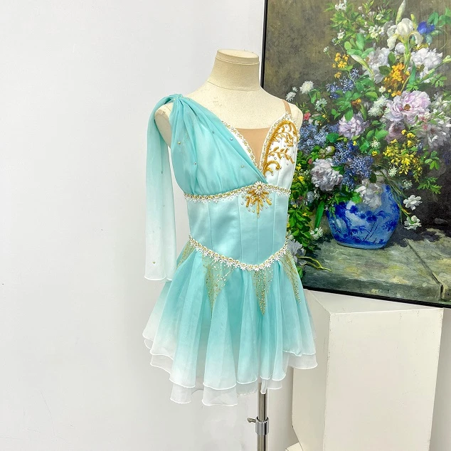 Abito corto da balletto ombre verde menta | R1551
