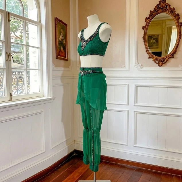 Completo da performance di balletto verde in due pezzi | R1312