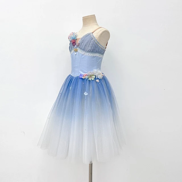 Abito tut&ugrave; da balletto floreale blu ombre | R1328