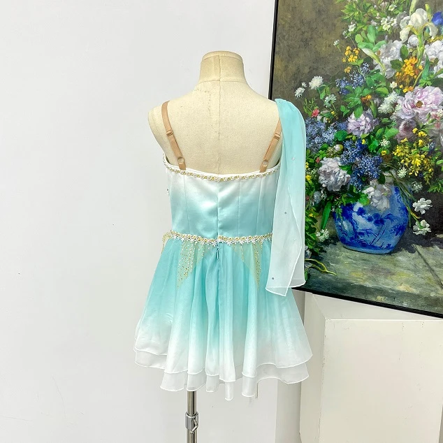 Abito corto da balletto ombre verde menta | R1551