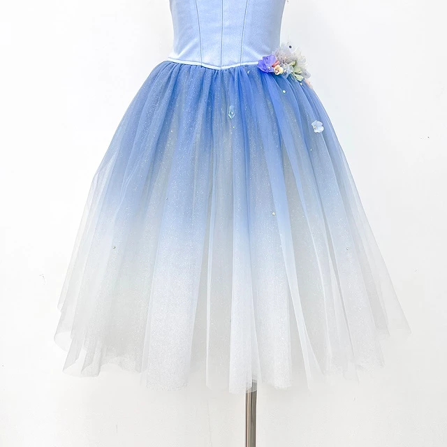 Abito tut&ugrave; da balletto floreale blu ombre | R1328