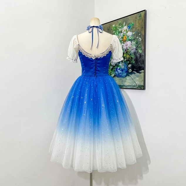 Abito lungo da balletto contadino Giselle Ombre blu | R1612