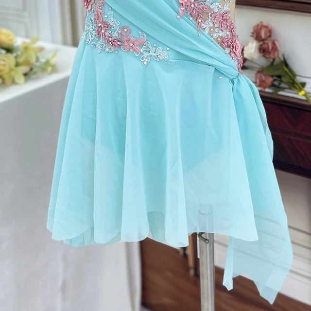 Abito da ballo lirico floreale azzurro cielo | R0978