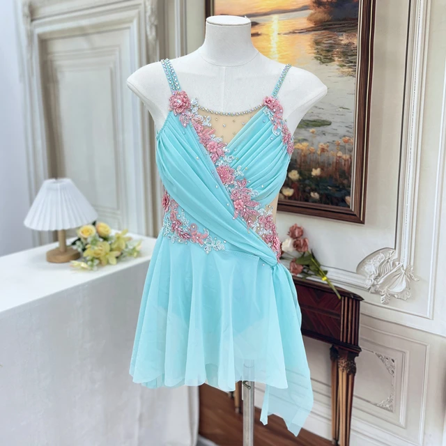 Abito da ballo lirico floreale azzurro cielo | R0978