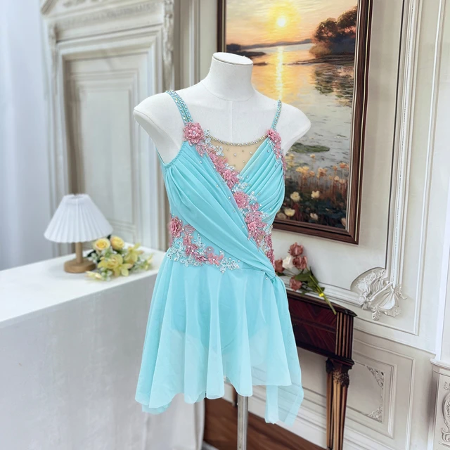 Abito da ballo lirico floreale azzurro cielo | R0978