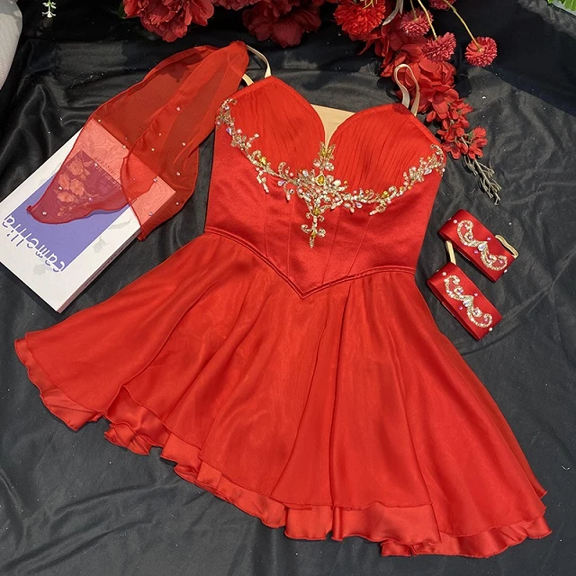 Abito corto da balletto rosso The Talisman | R0697