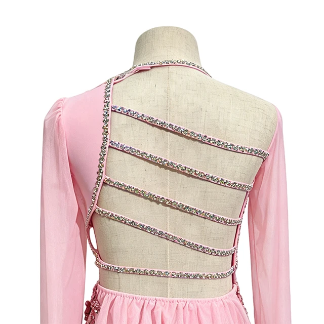 Costume da danza lirica asimmetrica floreale rosa | BLC1370