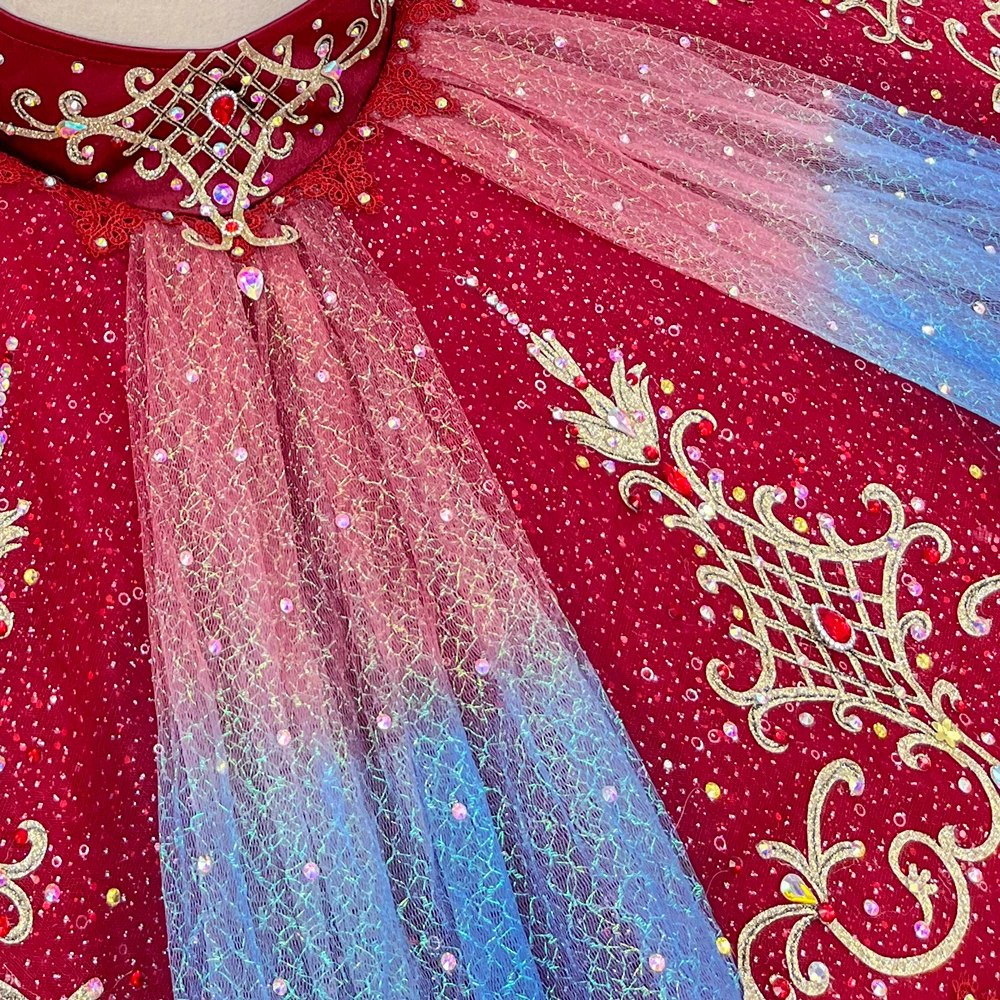 Tutu Pancake in due pezzi in ombre rosso blu | T1520