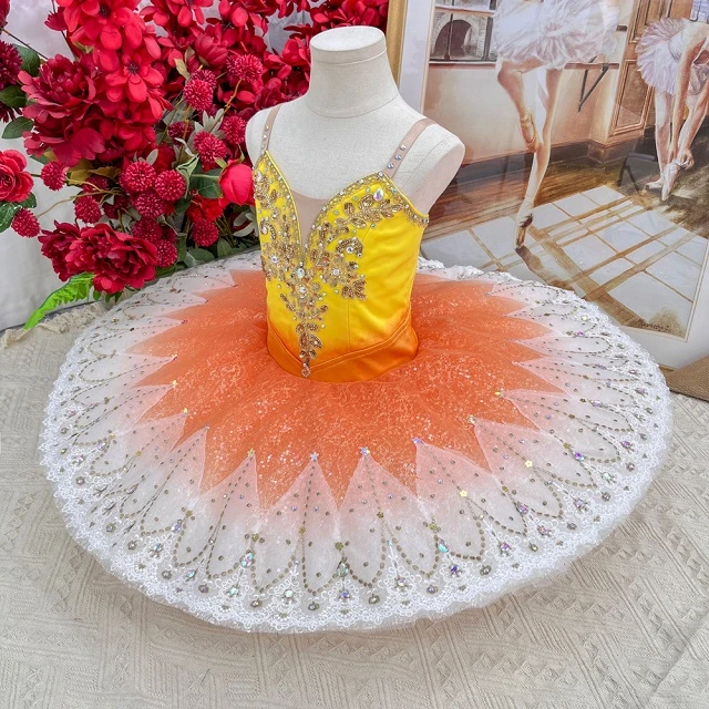 Tut&ugrave; per pancake da competizione di balletto giallo arancione arancione | T1504