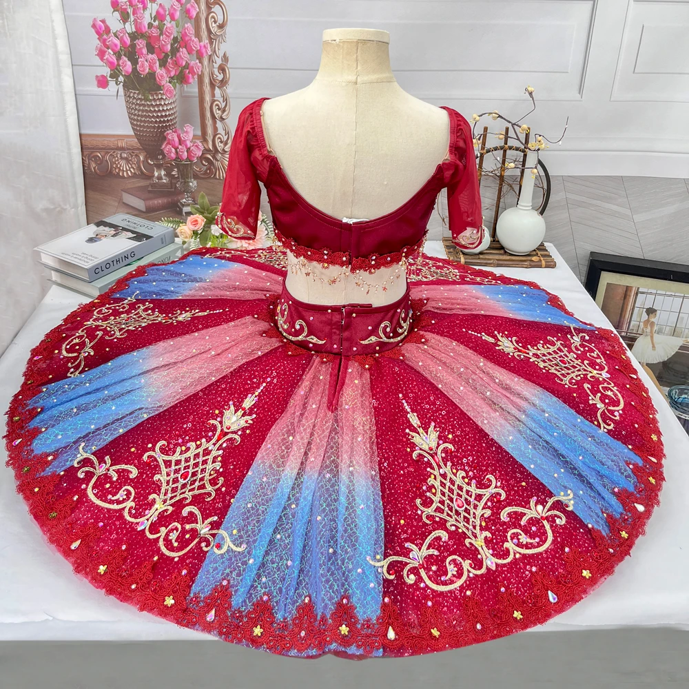 Tutu Pancake in due pezzi in ombre rosso blu | T1520