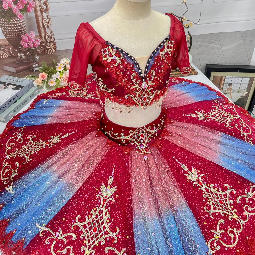 Tutu Pancake in due pezzi in ombre rosso blu | T1520