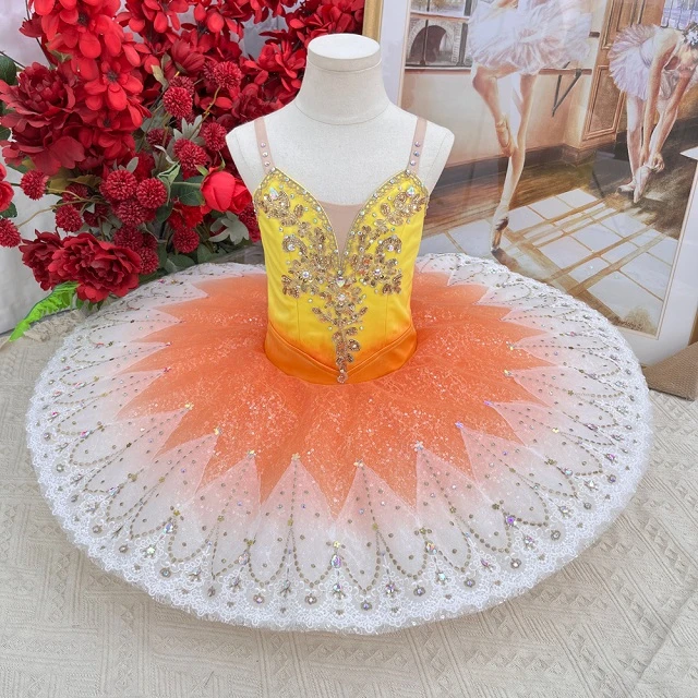 Tut&ugrave; per pancake da competizione di balletto giallo arancione arancione | T1504
