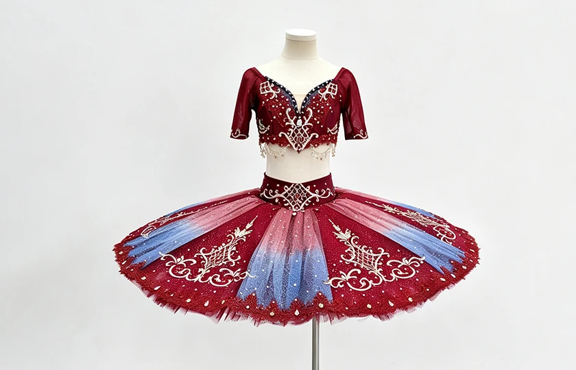 Tutu Pancake in due pezzi in ombre rosso blu | T1520