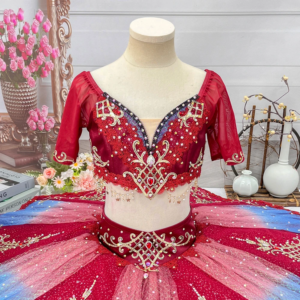 Tutu Pancake in due pezzi in ombre rosso blu | T1520