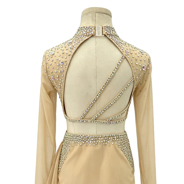 Costume da danza lirica con strass in 2 pezzi con collo alto e nudo | R0985