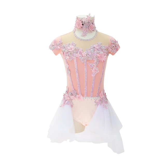 Abito da ballo lirico con strass floreali rosa | BLC0482