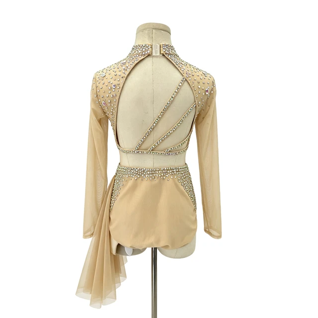 Costume da danza lirica con strass in 2 pezzi con collo alto e nudo | R0985