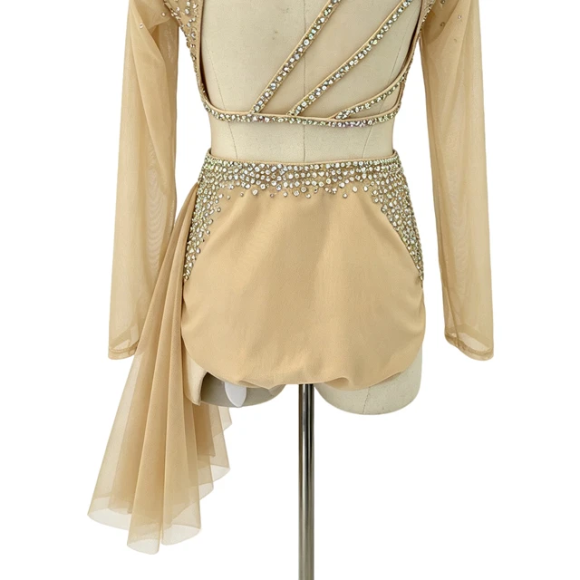 Costume da danza lirica con strass in 2 pezzi con collo alto e nudo | R0985